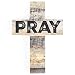 PRAY Distressed Look 7 x 5 Wood Wall Art Cross Plaque