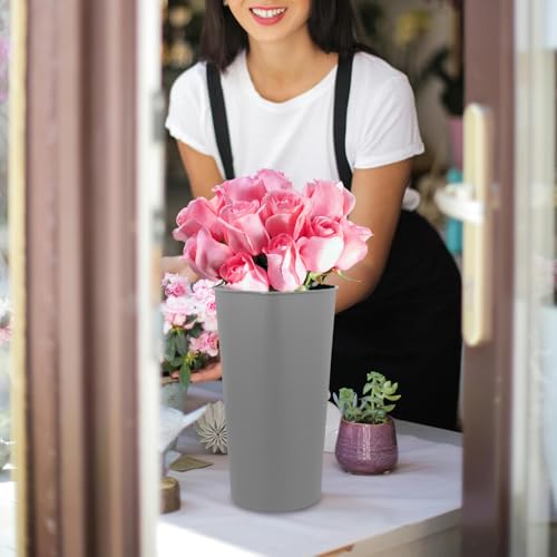 Vase triangle gris en métal stable pour décoration de table moderne - 5