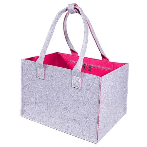Catálogo para Comprar On-line Cestas de leña - 5 favoritos. 49 Bolsa de la compra de fieltro, plegable, grande, bolsa de la compra, asa estable con cierre, cesta de la compra con bolsillo interior, bolsa de fieltro para cesta de la compra,...
