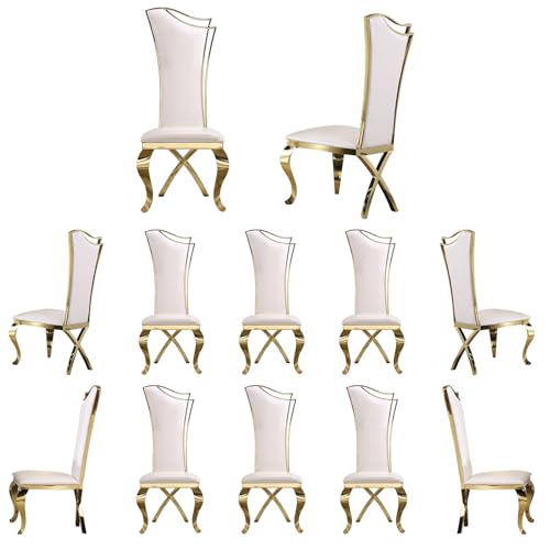 ACEDÉCOR Dining Chairs, White Leather Upholstered Dining Chairs Set of