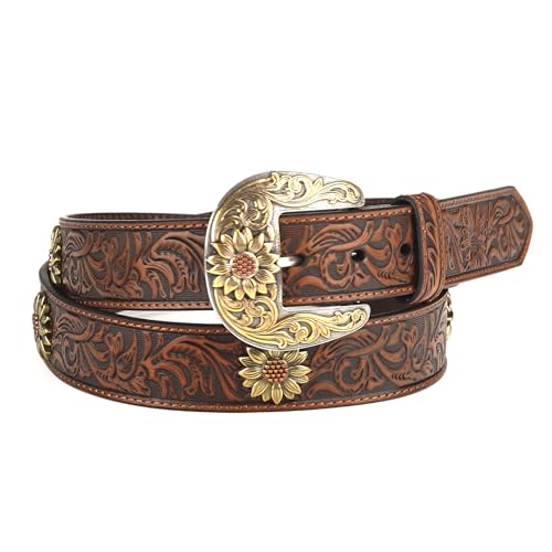 ARIAT Women's Floral Tooled Sunflower Concho Belt2