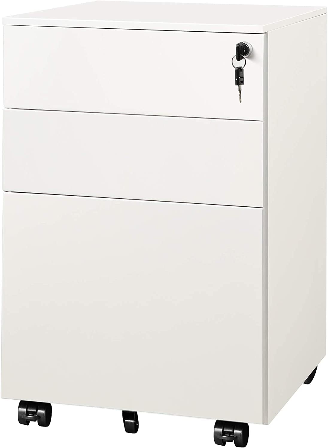 DEVAISE 3 Drawer Mobile File with Lock, Mobile Pedestal