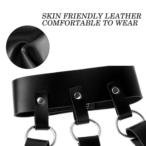 BDSMLOVE Harness Leder, Sissy Dessous Fetisch Sexy Unterwäsche für Männer, Festival Outfit Gay Herren Erotische Reizwäsche für Sex (Weiße Kette)