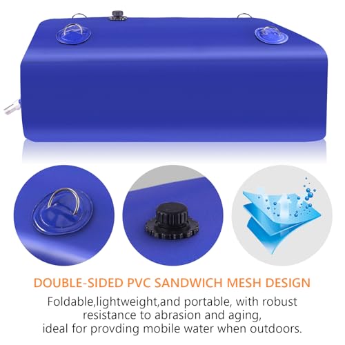 Image of Water Tank, 30 Gallon Water Storage Bladder, Foldable Portable Water Storage, Large Water Storage Containers with 3 /4 inch PVC Spigot and Hose Kit for Camping, Garden, Emergency Water Bag