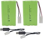 2PCS 9.6V 2800mah AA Rechargeable Batteries with Tamiya Plug with 2PCS USB Charging Line for RC Toy Cars Trucks Tanks Engineering Vehicles Remote Control Boats Rechargeable Batteries