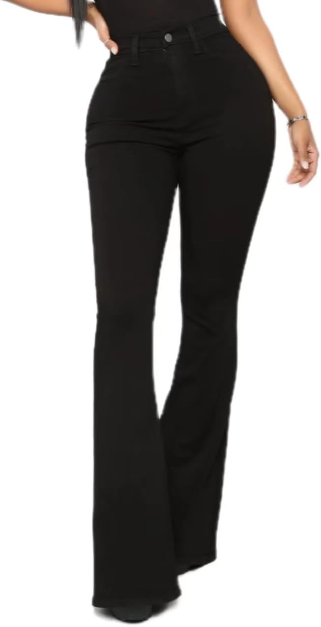 High Waisted Skinny Bell Bottom Jeans for Women Stretch Flare Slim Fit Denim Pants - Image 2