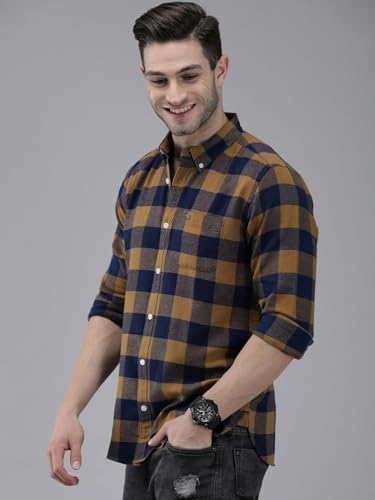 Image of The Bear House Men Cotton Checkered Slim Fit Shirt