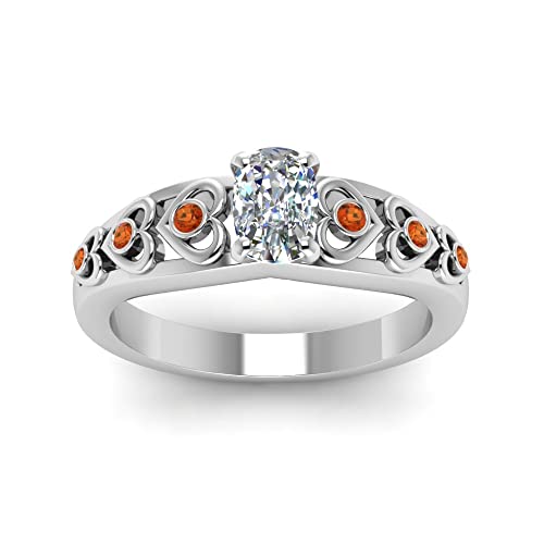 Image of 55Carat Choose Your Gemstone Heart Design Diamond CZ Accent Ring Sterling Silver Cushion Shape Side Stone Engagement Rings Matching Jewelry Wedding Jewelry Easy to Wear Gifts US Size 4 to 12
