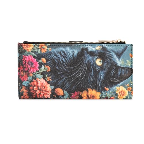 Image of Black Cat Wallet Women Bifold RFID Blocking Wallets with ID Window