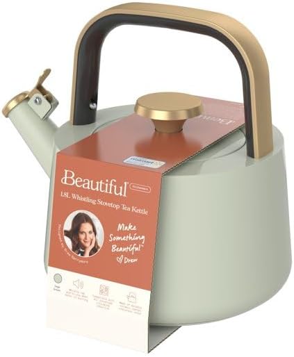 Beautiful 1.8L Ceramic Non-Stick Stovetop Tea Kettle, Sage Green