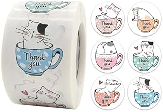 2 Thank You Sticker Rolls, 1000 Thank You Sticker Labels for Childrens Toys, Used for Christmas Gifts, Weddings, Gifts, Childrens Parties and Small Businesses (1.5 inches / 3.8 cm, 6 Patterns)