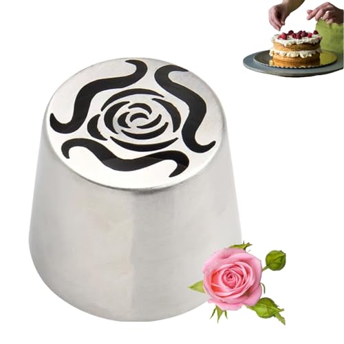 Extra Large Russian Piping Tips, Stainless Steel Rose Floral Piping Nozzles for Cake Decorating Icing, Rose Piping Tips for Cupcakes, Desserts, DIY Flower Nozzle (1pcs)
