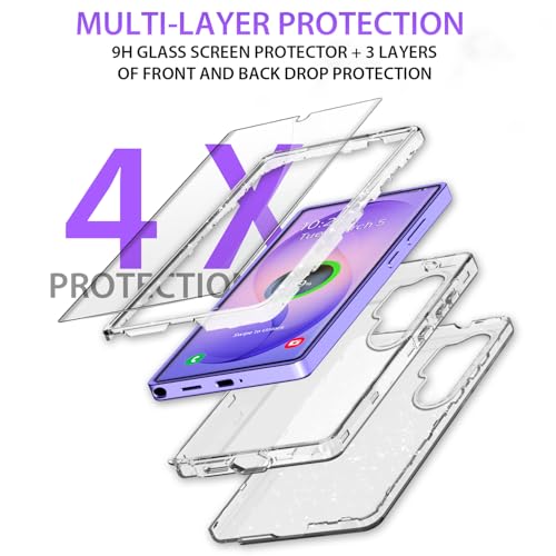 Coolwee Full Protective for Galaxy S26 Ultra Heavy Duty Hybrid 3 in 1 Rugged Shockproof Women Girls for Samsung Galaxy S26 Ultra 6.9 inch 5G Shiny Clear Glitter Bling Sparkle by Coolwee - Used condition - Image 3