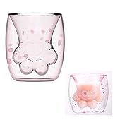 Coffee Mug Sakura Double Wall Glass Cup Cat Claw Cup Heat-resistant Handmade Creative Milk Mug Tea Whiskey Cup