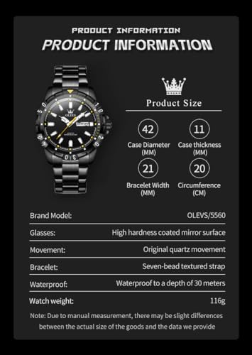 Image of OLEVS Mens Watch Chain Luxury Dress Black Stainless Steel Analog Quartz Waterproof Wrist Watch for Men Date