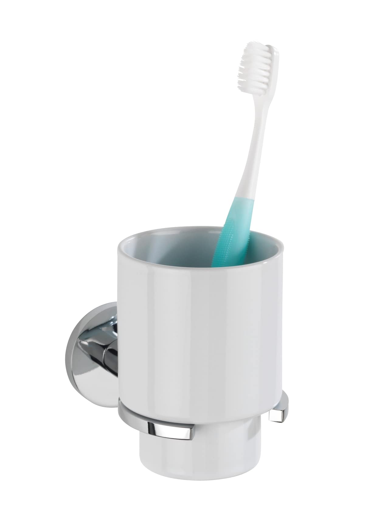 Maximex Wenko 25048100 Portaspazzolino Isera, Tazza in Ceramica con Supporto, Cromato