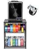 AHOWPD 3D Printer Stand with Filaments Storage - 3D Printer Table Filament Storage Rack Heavy Duty 3D Cart Desk with Wheels for Workshop Studio Office (Black)