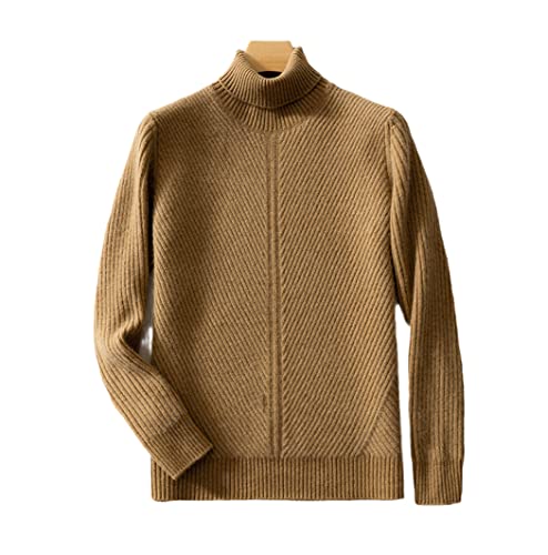 Pull épais 100% cachemire pur homme col roulé décontracté en tricot M