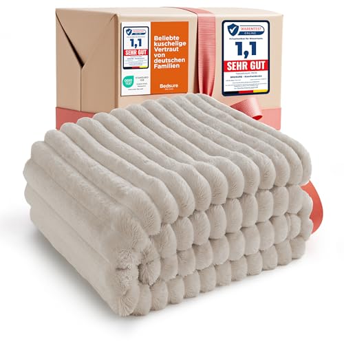 BEDSURE Kuscheldecke Flauschig - Wolldecke & Fleecedecke, Sofadecke, Weiche Warme Grobe Korddecke für Zimmer Deko, Wohn- & Kuscheldecken, Tagesdecke,...