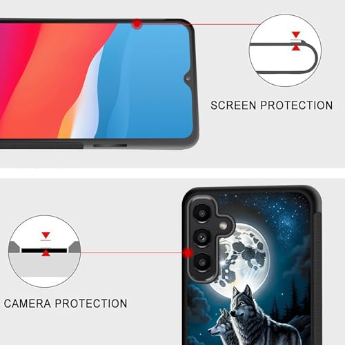 Coque Galaxy A35 5G loup lune, l'accessoire idéal pour vos aventures
