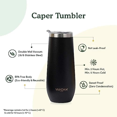 Image of Stainless Steel Tumbler 270ml - Black | Vacuum Insulated, Double Wall, Sweat-Proof Sipper with Lid for Hot and Cold Drinks | Coffee Mug