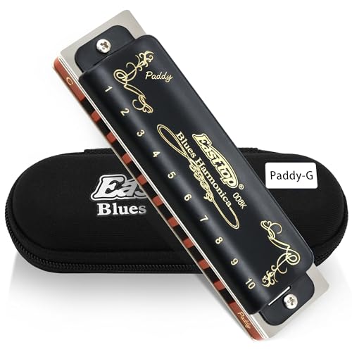 East top Harmonica, Diatonic Blues Harmonica key of Paddy G, 10 Holes 20 Tones 008K Blues Harp Mouth Organ Harmonica for Adults, Professionals and Students