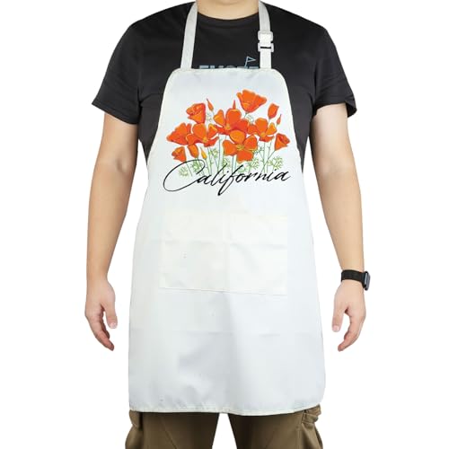 Tablier coquelicot californien pour cuisiner et jardiner avec élégance