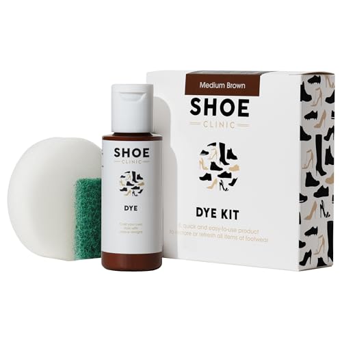 Shoe Clinic Shoe Colouring Kit | Complete Shoe Dye Kit for Leather, Fabric, Satin & Canvas Fabrics | Restore or Change The Colour of Footwear | Use on Trainers, Boots Sneakers & More | (Medium Brown)