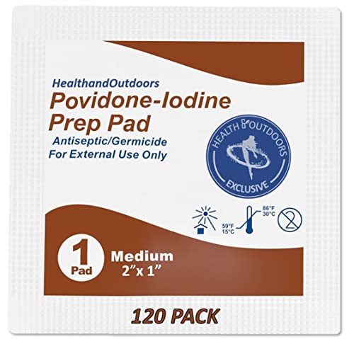 Hao Povidone-Iodine Prep Pads (120 Count), 10% Solution, Disposable Individually Wrapped Wipes For Wound Care, First Aid #TOP5
