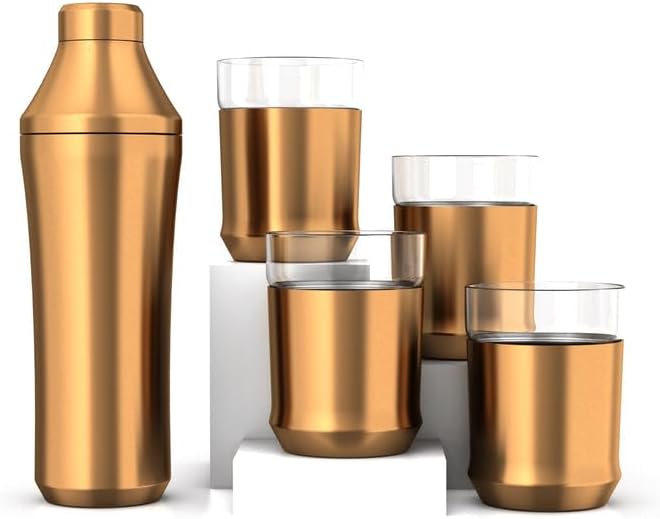Elevated Craft Juego de cóctel híbrido coctelera y vaso de cobre de acero inoxidable con aislamiento al vacío de primera calidad, el dúo definitivo