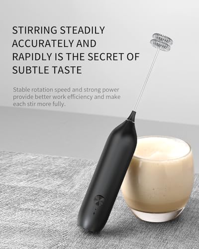 Image of CIRCLE JOY Rechargeable Milk Frother Handheld with Stand, Double Coil Whisk Coffee Frother Wand Drink Mixer for Coffee, Cappuccino, Lattes, Frappe, Matcha and Hot Chocolate, Black