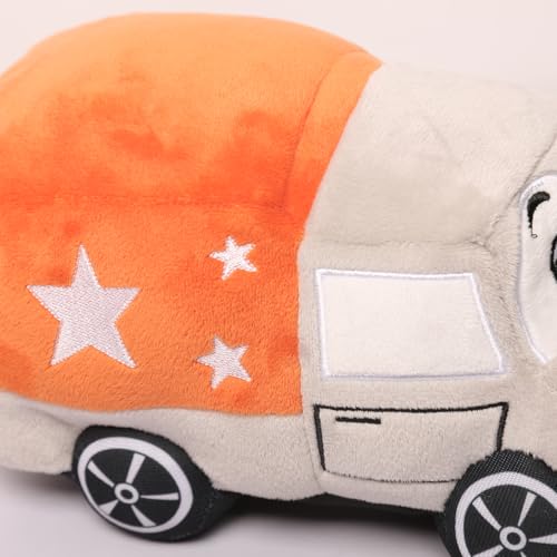 YCEDC 11 Inch Plush Dump Truck Pillow Stuffed Toy - Gray and Yellow