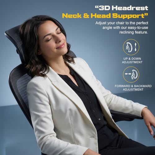 Image of DROGO Vesby Ergonomic Office Chair for Work with Dual Adaptive Lumbar Support | Breathable Mesh Computer Chair with 3D Headrest & Armrest | Gaming Chair with 135 Recline, 1-Yr Warranty(Dark Grey)