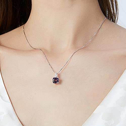 925 Sterling Silver Cz Zircon Simulated Morganite Pendant Necklace For Women, Cubic Zirconia Octagon Asscher Cut Nano Brown Gemstone 16+2Inch Chain S925 Palladium Plated Fine Jewelry With Gift Box #TOP4