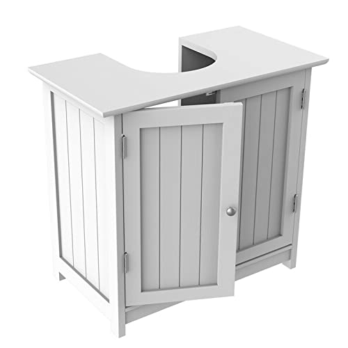 MAENGRE Under Sink Cabinet,Bathroom Floor Cabinet with 2 Doors Wooden White Cupboard MDF 60 x 60 x 30 cm
