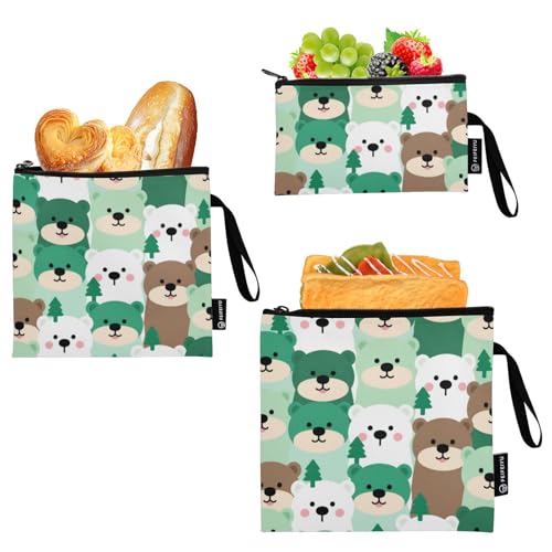Bolsas Reutilizables para Snacks Verde Cartoon 3 Piezas miniatura 2