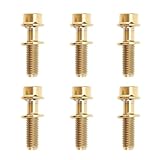 6Pcs Bike Screws Bolts Set, Mountain Bicycle Handlebar Stem Ti Alloy Bolts with Washer M5x18mm, High - Strength Alloy Stem Screws for Road Bike Motorcycle Racing (Gold)