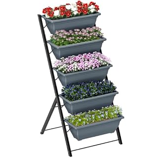 Outsunny jardinière verticale grise 5 pots acier