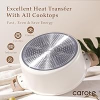 CAROTE Nonstick Stock Pot with Lid, 6 Quart White Granite — image 3