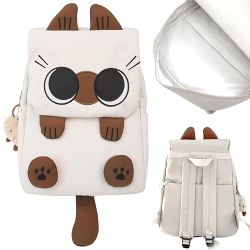 Sac à dos chat siamois de dessin animé grand format avec son pendentif chic original