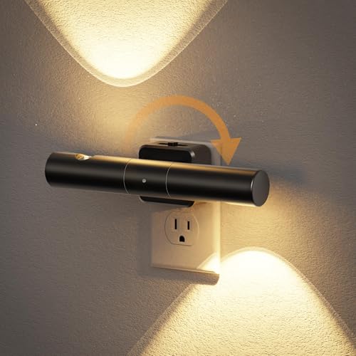 Image of JandCase LED Night Light with 180 Rotatable Plug, Modern Night Lights Plug into Wall, 0-100LM Dimmable Night Light with Dusk-to-Dawn Sensor, for Bathroom Hallway Bedroom Stairway, 1 Pack