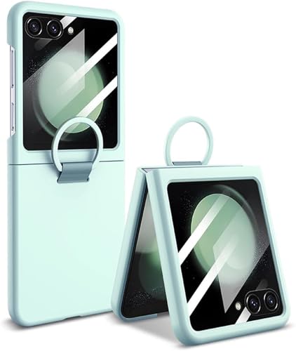 Image of Kapa Ultra Thin PC + D Ring Back Case for Samsung Galaxy Flip7 / Z Flip 7 |with [Inbuilt Glass] Shockproof Slim Hard Protective Cover (Mint Green)