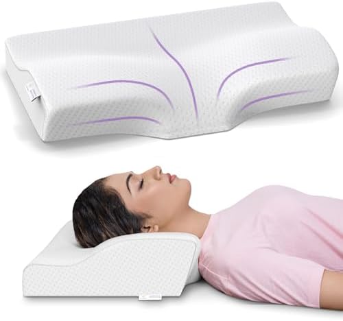 MY ARMOR Cervical Pillow for Neck Pain | 2 Years Warranty | for Spondylitis Neck & Shoulder Pain, Orthopedic Memory Foam Pillow for Sleeping, Regular Size - 18.5x11x3.5 Inch, White Bamboo - Pack of 1