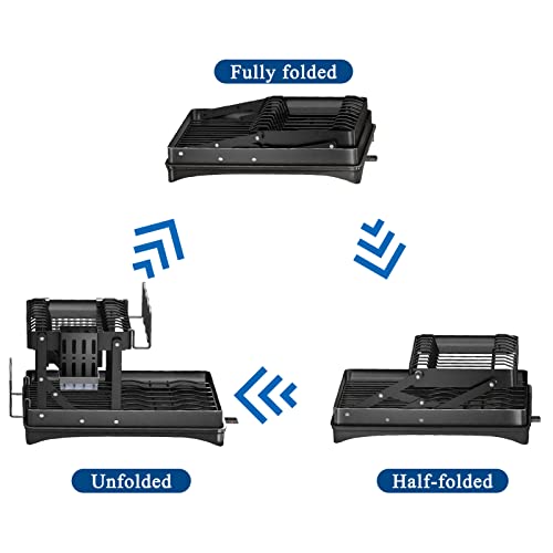 Dish Drying Rack,2 Tier Dish Rack For Kitchen Counter, Collapsible Stainless Steel Dish Racks For Storage Dishes, Foldable Dish Drainer Shelf With Utensil Holder, Knife Organizer Dryer With Drainboard #TOP5