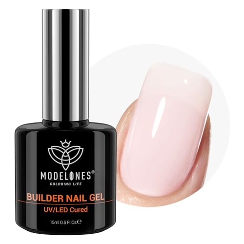 modelones Builder Nail Gel, 8-in-One Barely Pink Builder, Sheer Pink