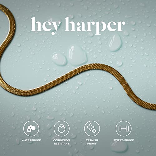 Hey Harper Nassau Necklace - Waterproof & Sweatproof Simple Womens Necklaces for Everyday Wear - Silver, Rose Gold, Gold Necklaces for Women - Stainless Steel Necklace - Herringbone Chain with 14k Golden Color PVD Coating - Necklaces for Women Trendy (Gol