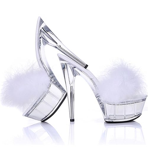 Chaussures en cristal femmes avec talons hauts 15 cm et sandales pantoufles