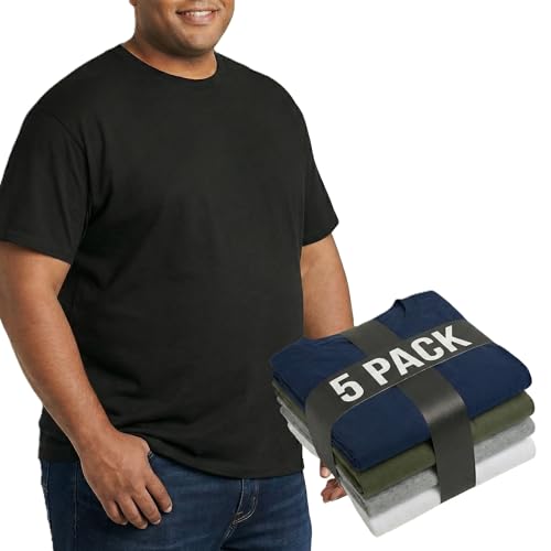 XWC 5 Pack Mens Big and Tall T-Shirts Mesh Quick Dry Workout Shirts Loose Fit Athletic Tees (US Alpha 6X-Large Big Tall 5 Pack - Black White Dark Grey Royal Blue Olive Green)