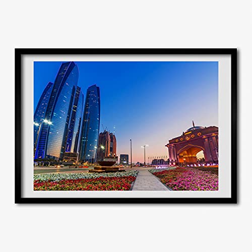 Tableau moderne Les Rues D'Abu Dhabi en cadre bois Tulup 70x50 cm pour salon chic