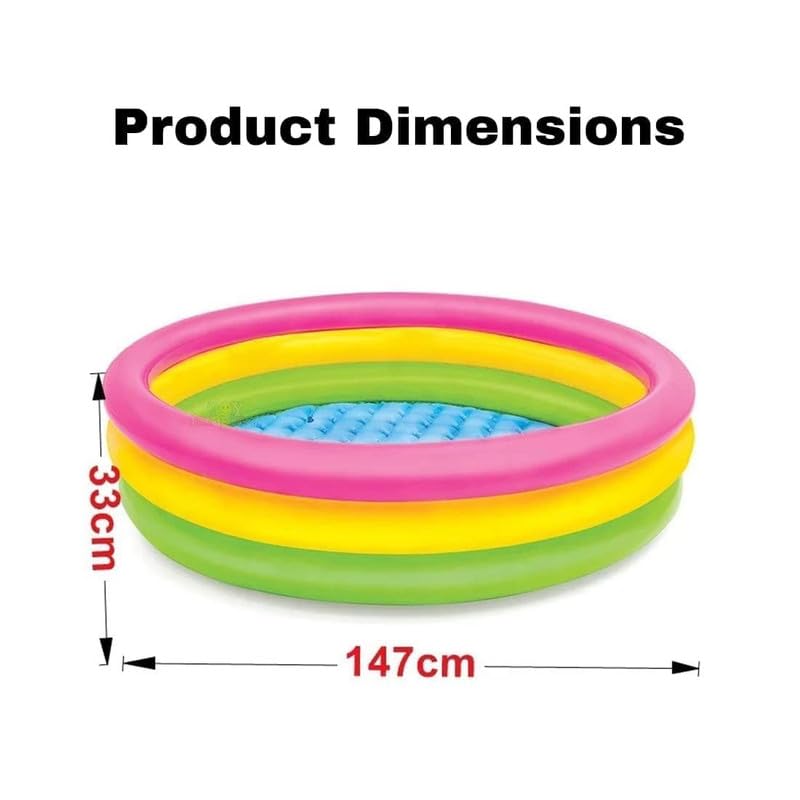 Image of New 5 Ft Round Sunset Glow Swimming Pool Inflatable Colourful Ring Portable Bath tub for Kids 0-5 Years Indoor Outdoor (Multi Color)